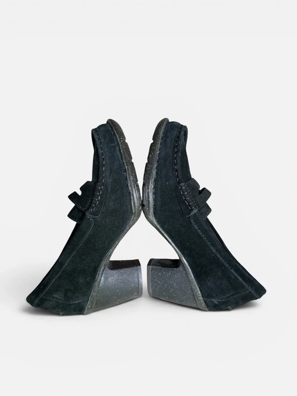Clarks Unstructured Carleta Belle Heeled Loafer in Black Suede Size 6 1/2